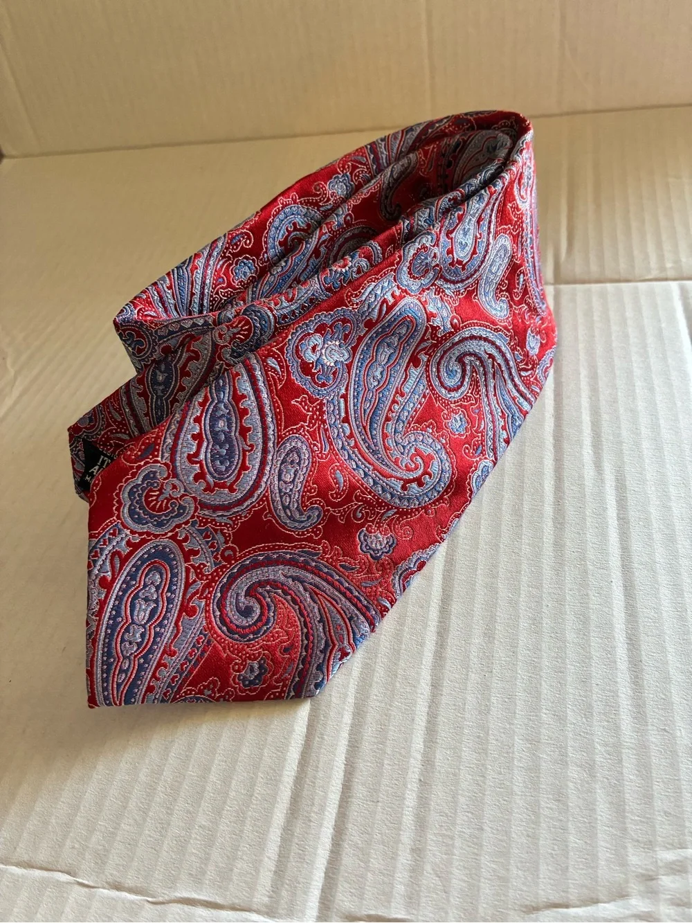 Red and Blue paisley Jacquard Patterned Men's Tie by Patrick James